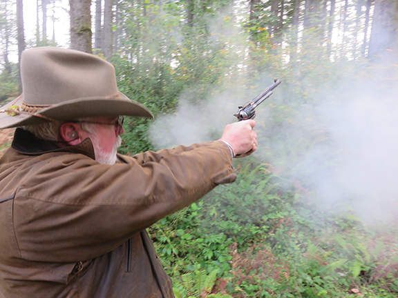 Allen Cunniff fires his Flat-top 44-40 with full loads.